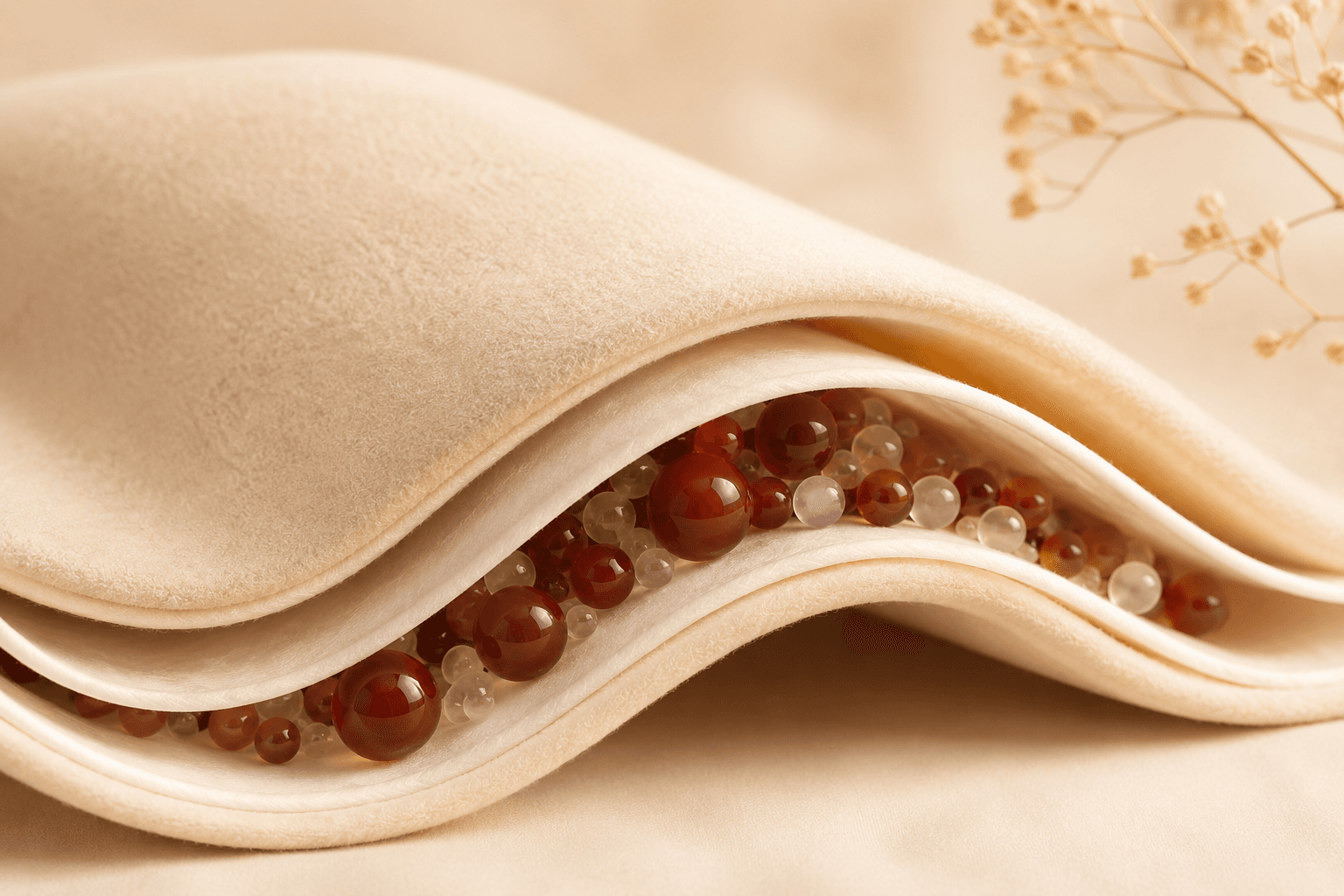 Cutaway of the soft, breathable, certified-safe materials